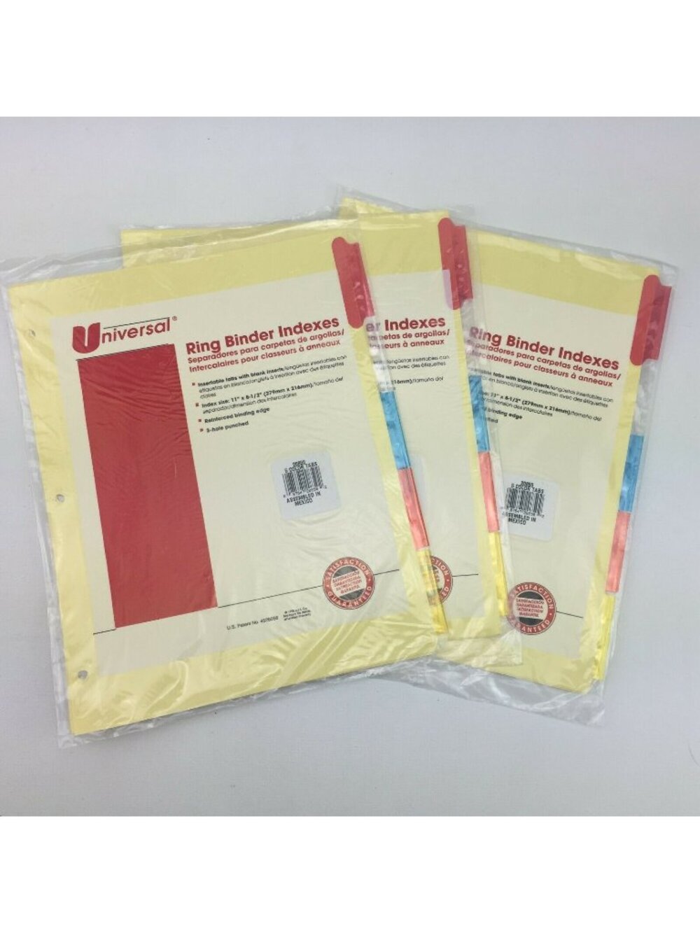 Set 3 Universal Ring Binder Indexes 5 Colored Tabs 15 Organizers Inserts 8.5X11